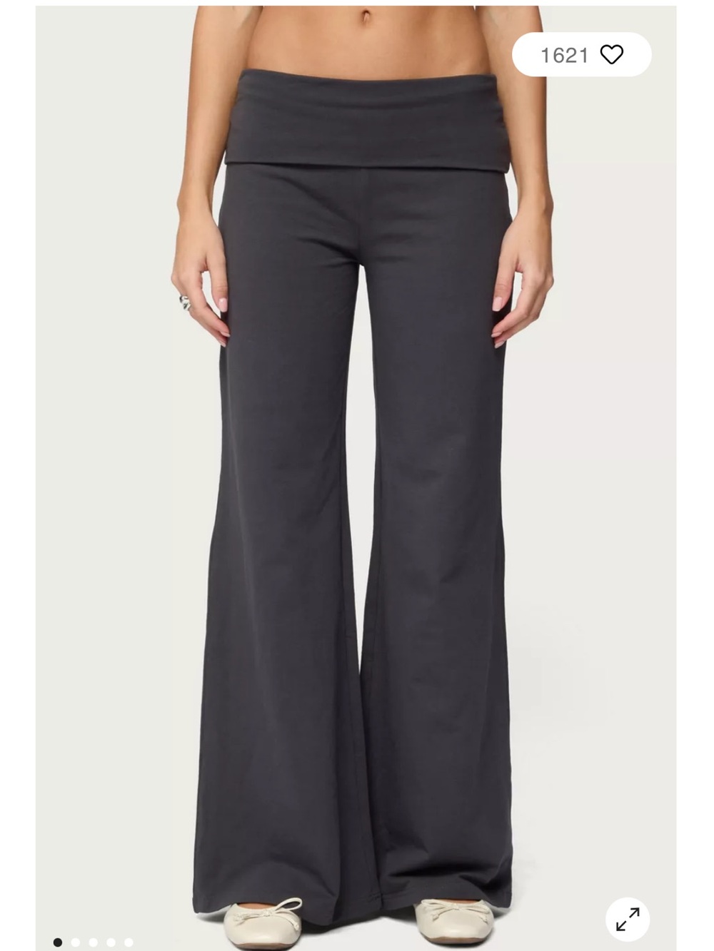 Urban outfitter size large Fold-Over Waist Flare Pants - Charcoal